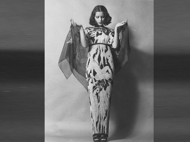 Long dress with Greek-inspired print: Haute Couture Spring-Summer 1971 Collection by Yves Saint Laurent (AFP)