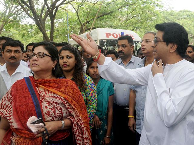 Maharashtra Navnirman Sena (MNS) chief Raj Thackeray visited Aarey Colony to take a look at the proposed site of the Metro 3 car shed project in Mumbai. (Sanjay Solanki)