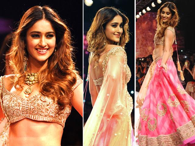 Bollywood-actor-Ileana-D-Cruz-walks-the-runway-in-a-classic-and-frilly-lehenga-by-designer-Anushree-Reddy-at-LFW-AFP Bollywood-actor-Ileana-D-Cruz-walks-the-runway-in-a-classic-and-frilly-lehenga-by-designer-Anushree-Reddy-at-LFW-AFP
