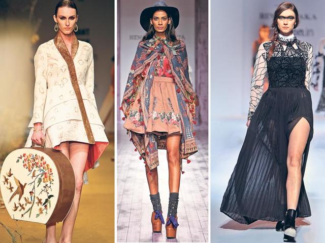From-L-to-R-Designs-on-the-ramp-by-Samant-Chauhan-Hemant-and-Nandita-and-Rina-Dhaka-Photos-Raajessh-Kashyap-HT From-L-to-R-Designs-on-the-ramp-by-Samant-Chauhan-Hemant-and-Nandita-and-Rina-Dhaka-Photos-Raajessh-Kashyap-HT