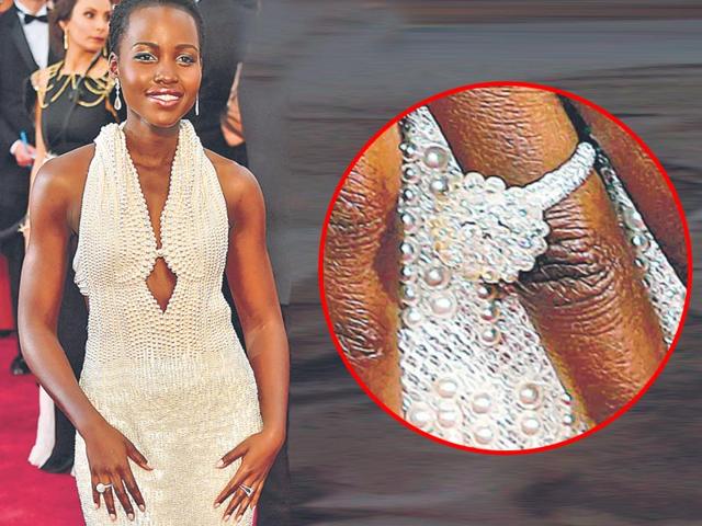 Lupita Nyong'o: Hollywood actor Lupita Nyong'o dazzled the red carpet at Oscars 2015 with a pearl ring, that was just the right accessory for her pearly gown.