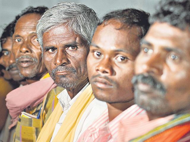 Rescued-labourers-from-Odisha-s-Balangir-district-attending-an-awareness-programme-organised-by-an-NGO-Photo-Samir-Jana-HT Rescued-labourers-from-Odisha-s-Balangir-district-attending-an-awareness-programme-organised-by-an-NGO-Photo-Samir-Jana-HT