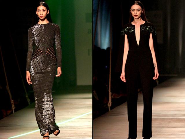 Models showcase Namrata Joshipura's creations during Amazon India Fashion Week in New Delhi. (IANS)