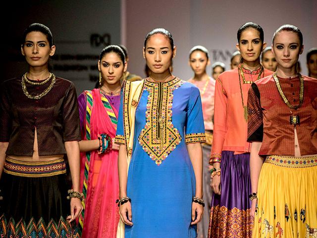 Models showcases EKA's creations during Amazon India Fashion Week in New Delhi. (IANS)