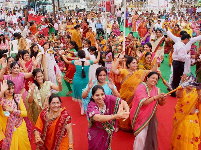 Members of Jain community take part in a religious programme to celebrate Mahavir Jayanti in Bhopal on Thursday. (PTI photo)
