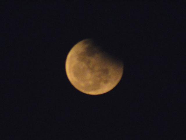 Partial lunar eclipse as seen in Bhopal on Saturday. (Mujeeb Faruqui/HT photo)