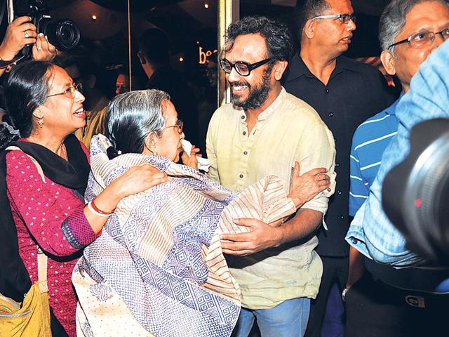 Director Dibakar Banerjee spotted at a Mumbai theatre screening Detective Byomkesh Bakshy, where he interacted with the audience. (Photo: Yogen Shah)