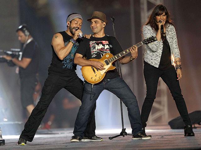 Farhan Akhtar performs during the IPL 2015 opening ceremony at Salt Lake Stadium in Kolkata. (PTI Photo)