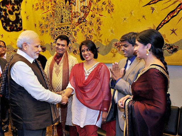 Prime Minister Narendra Modi being welcomed on his arrival at Orly International Airport, Paris in France on Friday. (PTI Photo)