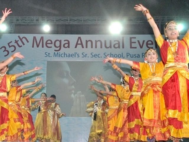 St Michael's School, Pusa Road, organised their annual day event with spectacular performances by the students of the school. The event began with a prayer dance which was a beautiful blend of Bharatnatyam and Kathak. Photo/HT PACE