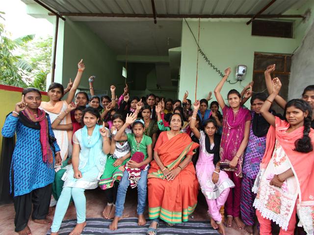 School-dropouts-from-Raisen-village-pose-with-Child-Rights-Observatory-of-MP-chairperson-Nirmala-Buch-HT-photo School-dropouts-from-Raisen-village-pose-with-Child-Rights-Observatory-of-MP-chairperson-Nirmala-Buch-HT-photo
