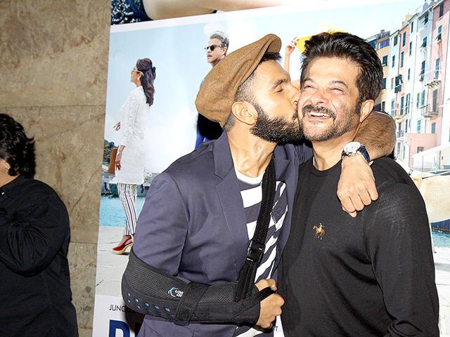Ranveer Singh on a kissing spree? Anil Kapoor is his first target. (Photo: IANS)