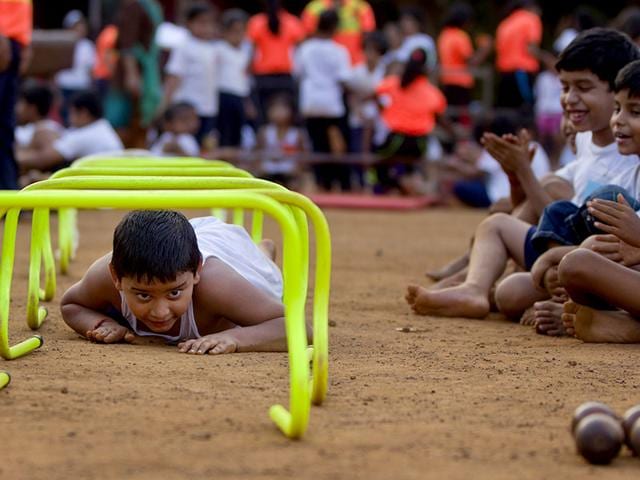 A child in action at a summer camp at Shivaji Park in Dadar, Mumbai. (Satish Bate/HT photo)