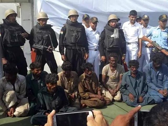 The-Indian-Navy-and-Coast-Guard-intercepted-a-boat-with-eight-suspected-Pakistani-smugglers-and-more-than-200-packets-of-heroin-with-a-street-value-of-Rs-600-crore-HT-Photo The-Indian-Navy-and-Coast-Guard-intercepted-a-boat-with-eight-suspected-Pakistani-smugglers-and-more-than-200-packets-of-heroin-with-a-street-value-of-Rs-600-crore-HT-Photo