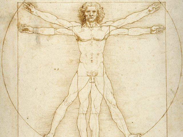 'The Vitruvian Man' (1490) Pen and ink with wash over metalpoint on paper. 'The Vitruvian Man' (1490) Pen and ink with wash over metalpoint on paper.