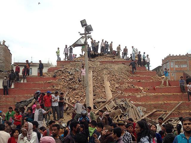 Damage caused by the earthquake at Durbar Square in Kathmandu, Nepal. (AP Photo)