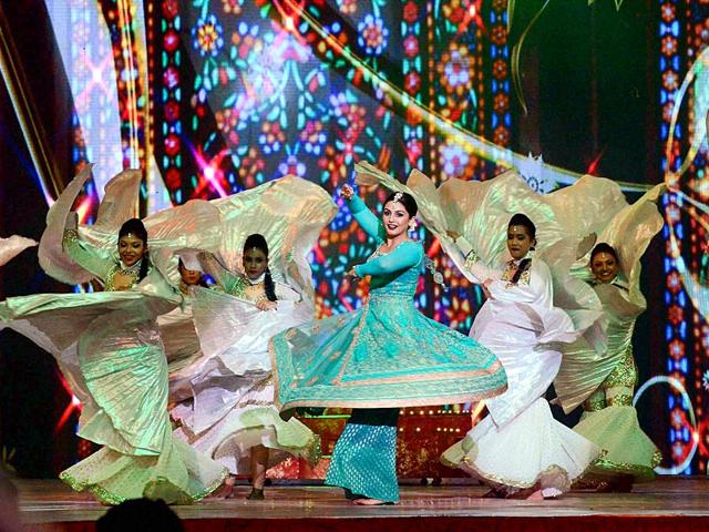 Actor-MP Hema Malini has ensured her Sri Krishna Mahotsav in Mathura is a star-studded extravaganza. Huma Qureshi performs during the event. (PTI photo)