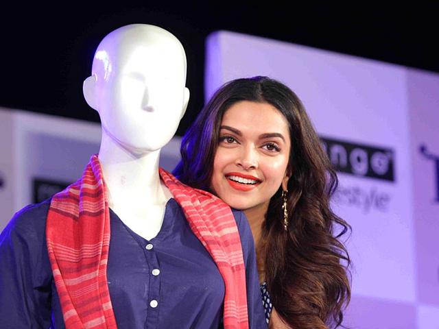 Deepika Padukone at an ethnic wear collection in Mumbai, on April 28, 2015. The collection was inspired by Deepika's upcoming film Piku. (IANS Photo)