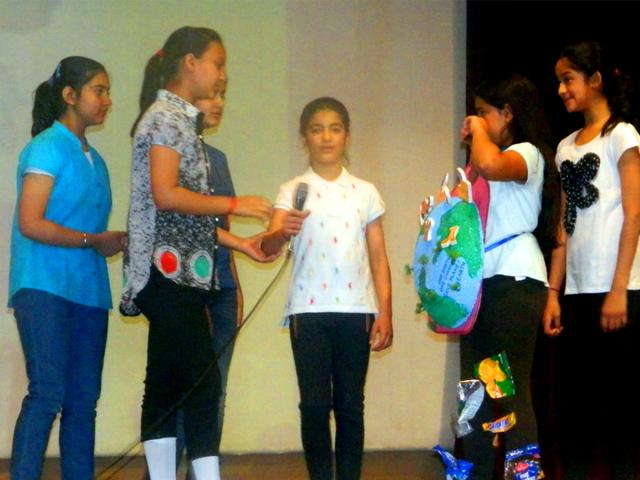 The students of Convent Of Jesus & Mary, Bangla Sahib Marg, sensitised about the issues of global warming and pollution through a thought provoking skit and an informative assembly in the school auditorium. Photo/HT PACE