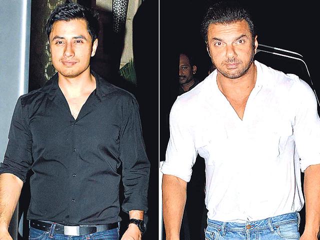 Sohail Khan and Ali Zafar at Abhishek Kapoor's wedding. (HT photo)