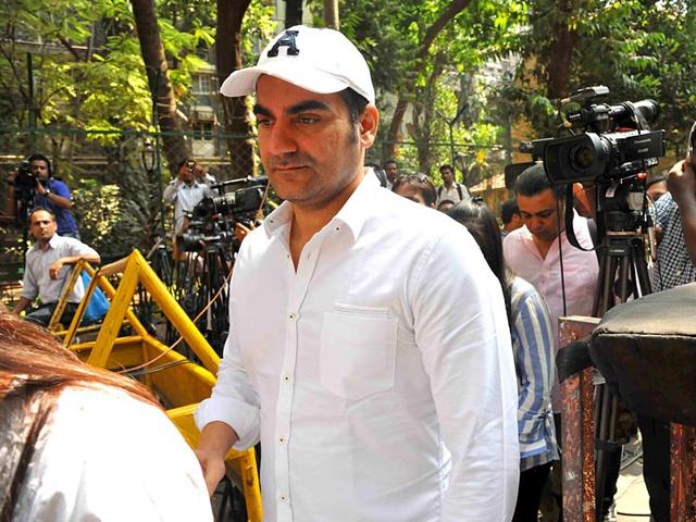 Actor Salman Khan's brother, Arbaaz Khan arrives at the sessions court in Mumbai. (IANS Photo)
