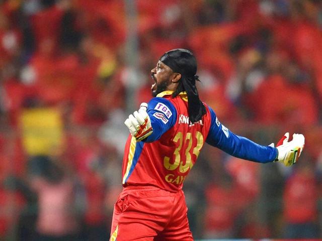 Chris Gayle's 117 rattled Kings XI Punjab at the M Chinnaswamy Stadium in Bengaluru. (Virendra Singh Gosain/HT Photo)