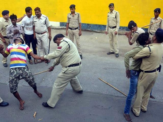 Police-were-caught-on-camera-caning-people-on-Indore-roads-during-its-anti-goonda-drive-on-May-4-HT-file-photo-Arun-Mondhe Police-were-caught-on-camera-caning-people-on-Indore-roads-during-its-anti-goonda-drive-on-May-4-HT-file-photo-Arun-Mondhe