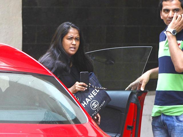 Salman Khan's younger sister Arpita also came to visit the actor at his Bandra residence a day after he was pronounced guilty in the 2002 hit-and-run case. (Satish Bate/ HT photo)