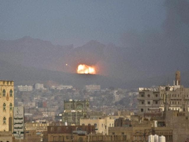 Flames-and-smoke-rise-after-a-Saudi-led-airstrike-hit-a-site-believed-to-be-one-of-the-largest-weapons-depot-on-the-outskirts-of-Yemen-s-capital-Sanaa-PTI-Photo Flames-and-smoke-rise-after-a-Saudi-led-airstrike-hit-a-site-believed-to-be-one-of-the-largest-weapons-depot-on-the-outskirts-of-Yemen-s-capital-Sanaa-PTI-Photo