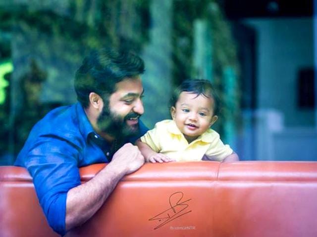 Jr-NTR-s-latest-offering-Temper-was-a-smash-hit-in-Andhra-Pradesh-and-Telangana-The-star-with-his-son-Abhay-Ram-tarak9999-Twitter