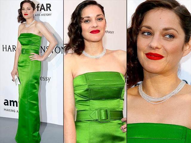 French actor Marion Cotillard poses as she arrives for the amfAR gala on Thursday. (AFP)