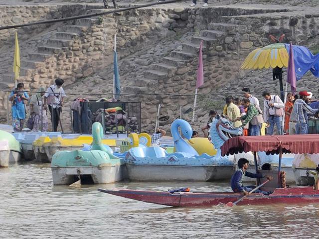 The boats are a major attraction. People are often seen taking boat rides. HT Photo