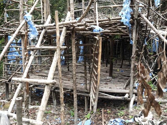 An-abandoned-migrant-camp-used-by-people-smugglers-seen-in-a-jungle-at-Bukit-Wang-Burma-Malaysia-AFP-Photo An-abandoned-migrant-camp-used-by-people-smugglers-seen-in-a-jungle-at-Bukit-Wang-Burma-Malaysia-AFP-Photo