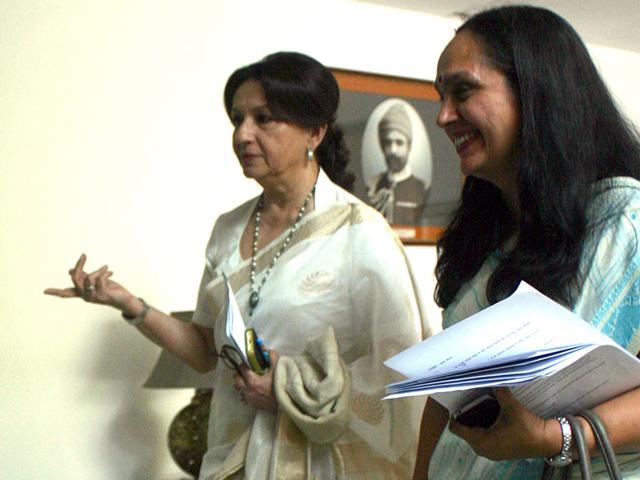 Film actress of yesteryears Sharmila Tagore was in Bhopal on Friday. (Bidesh Manna/HT photo)