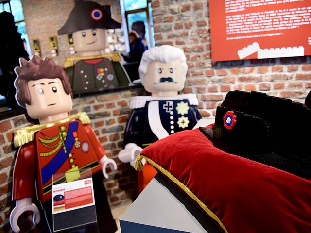 A Lego-bricks-made bicorne hat of former French emperor Napoleon I, is displayed prior to the opening of the exhibition. (AFP PHOTO/Emmanuel Dunand) A Lego-bricks-made bicorne hat of former French emperor Napoleon I, is displayed prior to the opening of the exhibition. (AFP PHOTO/Emmanuel Dunand)