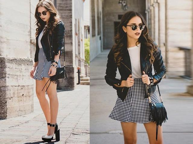 Miami: Short skirts and jackets go well together. Sport a pair of cool shades to add to your look. (Photo: AFP)