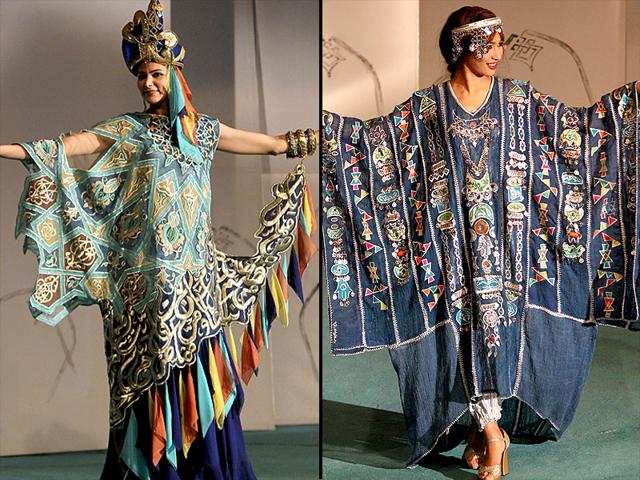 Many creations at the first fashion show at Baghdad's Fashion Institute in Iraq were in asymmetrical designs. (AFP)