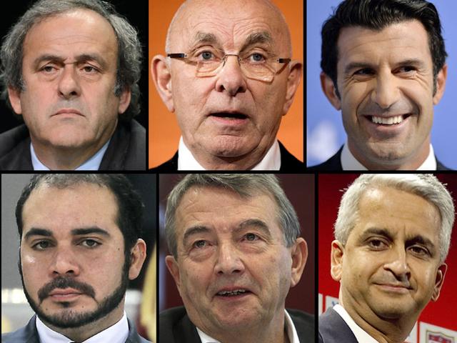 Top-left-to-right-UEFA-president-Michel-Platini-Royal-Dutch-Football-Association-chairman-Michael-van-Praag-former-Portuguese-footballer-Luis-Figo-bottom-left-to-right-Jordan-s-Prince-Ali-bin-al-Hussein-German-football-federation-president-Wolfgang-Niersbach-and-US-soccer-federation-president-Sunil-Gulati-Reuters
