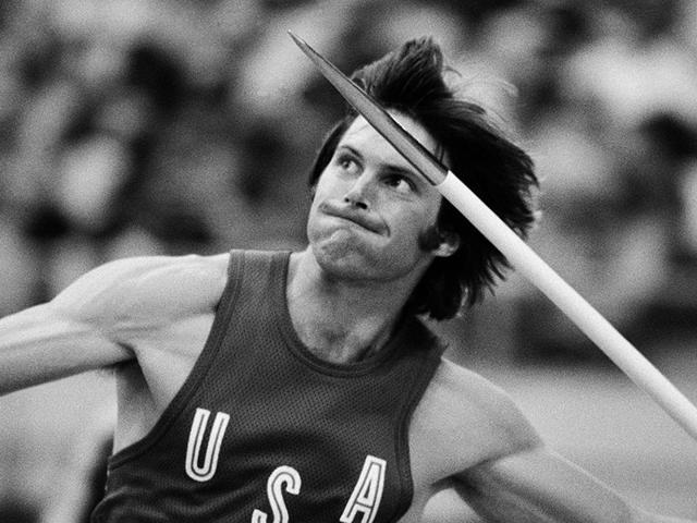 In this July 30, 1976, file photo, Bruce Jenner, of the United States, throws the the javelin during the decathlon competition at the Olympics in Montreal, Canada. (AP photo)