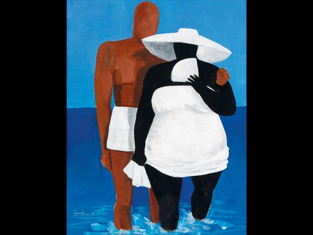 Jonathan Green, Wading in the Surf, acrylic on masonite board, 1989. Estimate: $8,000 to $12,000. An extended exhibition starting September 8 will give all visitors a chance to view Angelou's eclectic private collection before the auction takes place on September 15. Jonathan Green, Wading in the Surf, acrylic on masonite board, 1989. Estimate: $8,000 to $12,000. An extended exhibition starting September 8 will give all visitors a chance to view Angelou's eclectic private collection before the auction takes place on September 15.