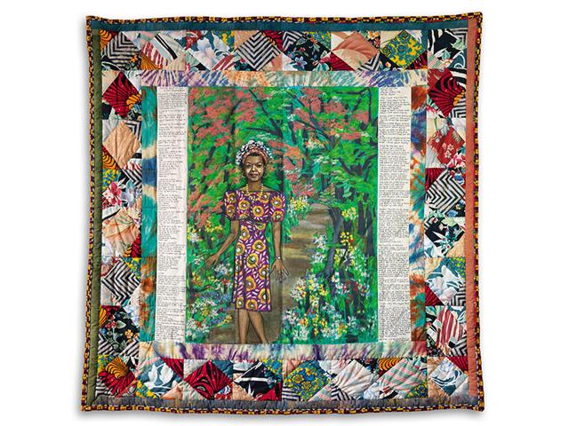 Faith Ringgold, Maya's Quilt of Life, acrylic on canvas with pieced fabric border, 1989. Estimate: $150,000 to $250,000. Faith Ringgold's quilt is another highlight. It was commissioned by Oprah Winfrey for Angelou's birthday in 1989. Faith Ringgold, Maya's Quilt of Life, acrylic on canvas with pieced fabric border, 1989. Estimate: $150,000 to $250,000. Faith Ringgold's quilt is another highlight. It was commissioned by Oprah Winfrey for Angelou's birthday in 1989.