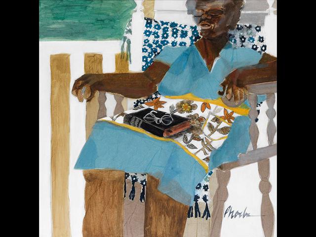 Phoebe Beasley, Catnap, paper and mixed media collage on canvas, 1980. Estimate: $4,000 to $6,000. Among the works on auction will be paintings, works on paper, fine prints and sculpture by African-American artists including Romare Bearden, John Biggers, Elizabeth Catlett, Melvin Edwards, Jonathan Green and Faith Ringgold. Phoebe Beasley, Catnap, paper and mixed media collage on canvas, 1980. Estimate: $4,000 to $6,000. Among the works on auction will be paintings, works on paper, fine prints and sculpture by African-American artists including Romare Bearden, John Biggers, Elizabeth Catlett, Melvin Edwards, Jonathan Green and Faith Ringgold.