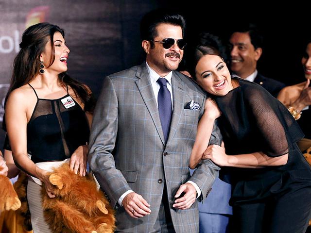 Anil Kapoor, Sonakshi Sinha during the International Indian Film Awards (IIFA) press conference. (AP Photo)