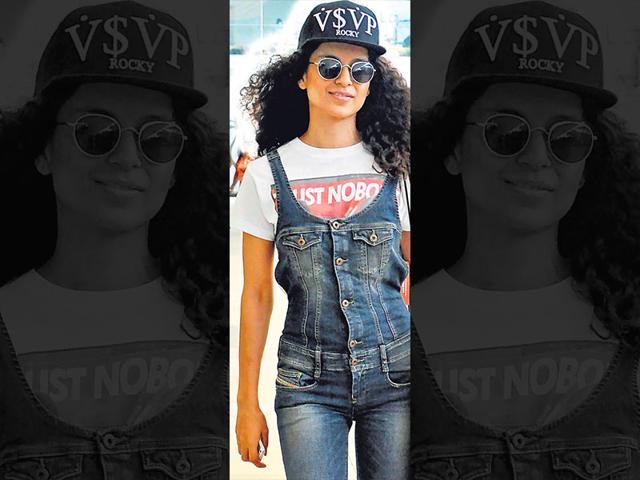 When in doubt, go denim: She is someone who is unafraid to experiment, and even when she does casual, actor Kangana Ranaut makes a statement. Take a cue from her sporty style and pick a denim jumpsuit when in transit or going for a quick shopping date with the girls. A graphic tee and brogues are perfect style accompliments.