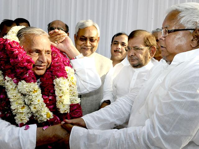 At-the-national-executive-meeting-of-his-party-on-Sunday-RJD-chief-Lalu-Prasad-said-the-coming-together-of-the-parties-was-necessary-to-contain-the-communal-agenda-of-the-BJP-PTI-Photo