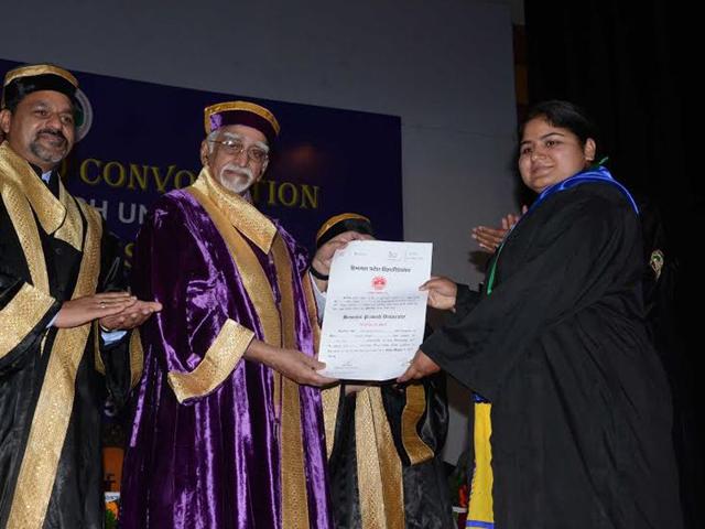Ansari distributed 137 PhD degrees and conferred 123 gold medals to the students. HT Photo