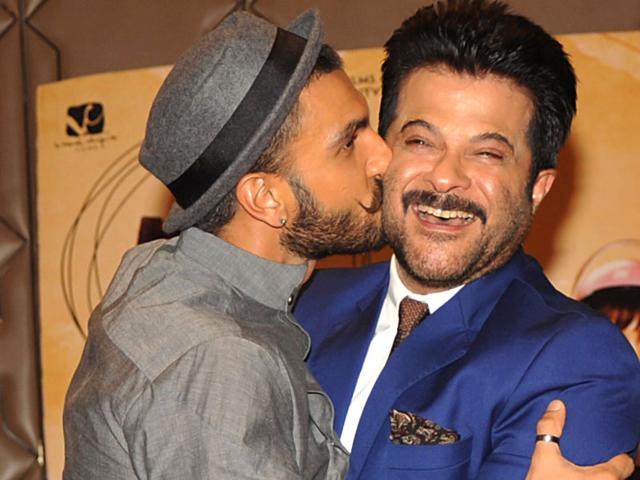 Anil Kapoor and Ranveer Singh strike a pose for the shutterbugs. (Photo: AFP)