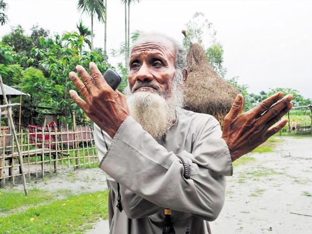 Mohammad-Mansur-Ali-a-resident-of-the-Poatur-Kuthi-village-enclave-south-of-Cooch-Behar-is-now-legally-Indian-after-the-Landy-Boundary-Agreement-between-India-and-Bangladesh-Subhendu-Gohsh-HT-Photo Mohammad-Mansur-Ali-a-resident-of-the-Poatur-Kuthi-village-enclave-south-of-Cooch-Behar-is-now-legally-Indian-after-the-Landy-Boundary-Agreement-between-India-and-Bangladesh-Subhendu-Gohsh-HT-Photo