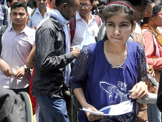 A-file-photo-of-students-coming-out-after-taking-the-All-India-Pre-Medical-Test-AIPMT-at-the-Kerala-School-in-New-Delhi-Sushil-Kumar-HT-Photo