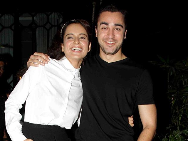 Kangana Ranaut, Imran Khan look happy as they pose togather. Katti Batti is long forgotten. (AFP photo)